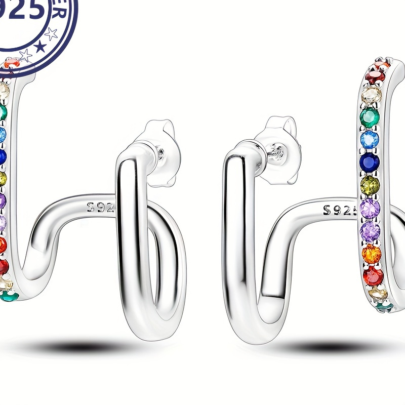 

925 Sterling Double Layer Earrings Hypoallergenic Jewelry For Women