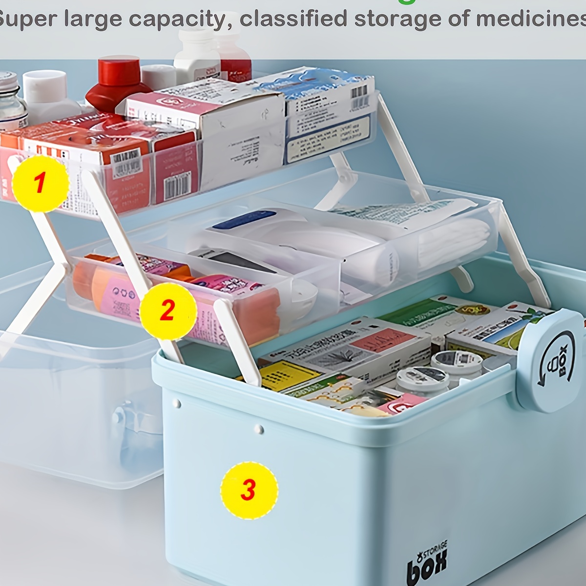 2 layer portable first aid kit storage box aluminum alloy multifunctional  family emergency medicine box with handle medicine box - MedecExpress -  Online Shopping For Medical Consumables,Equipments,Instruments,Devices etc