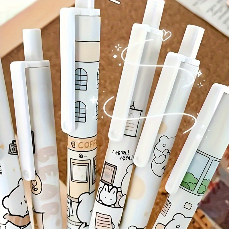 

6pcs, 6pcs Creative Cartoon Work Bear Pressure Neutral Pen, Back To School, School Supplies, Kawaii Stationery, , Stationery, Pen- Suitable For 14-year-old +