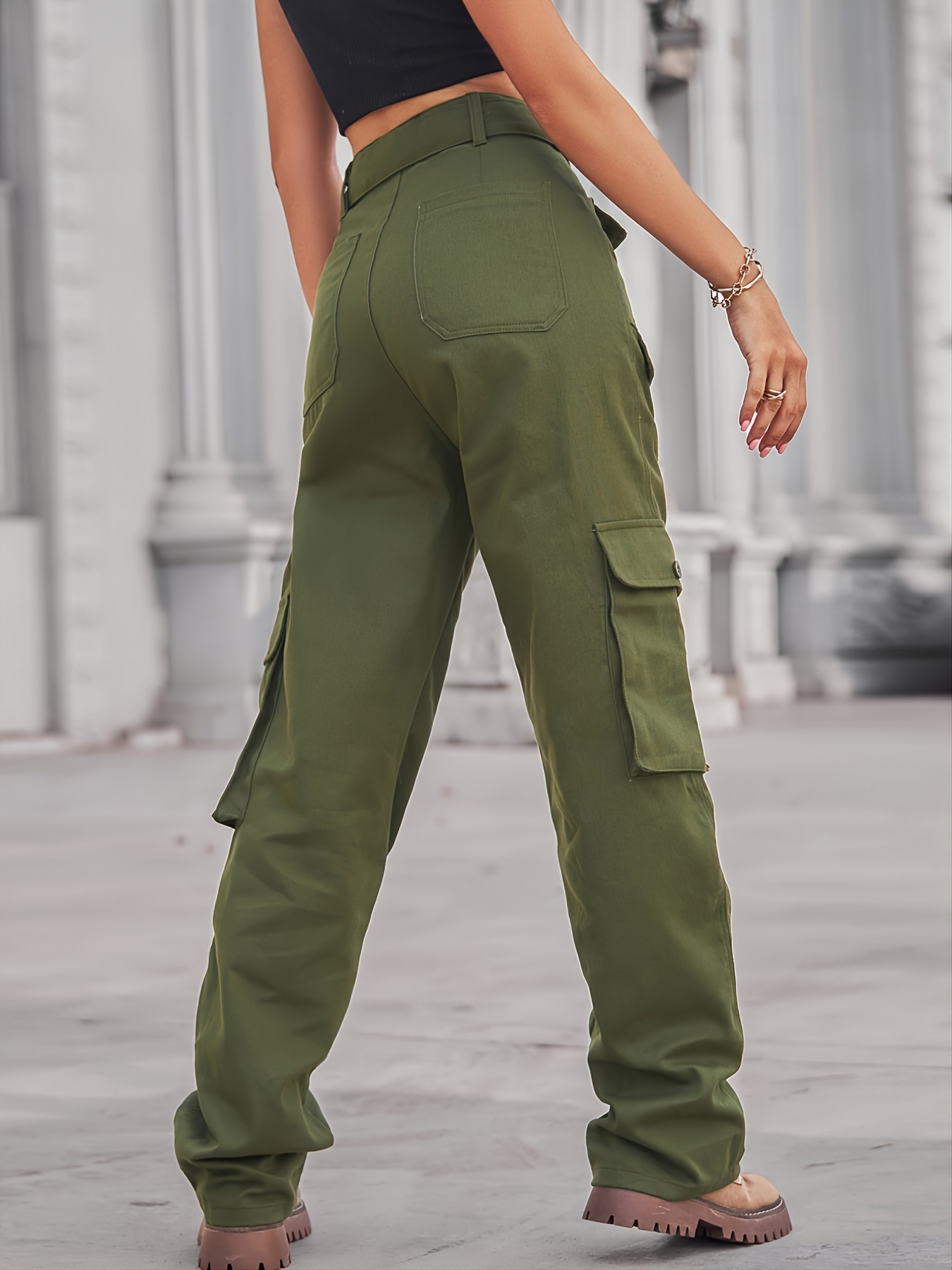Women's Baggy Cargo Pants Clothing Multi Pocket Relaxed Fit Jeans
