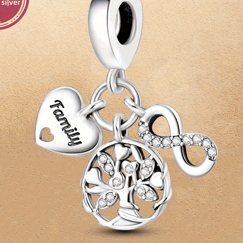 

925 Sterling Silver Eternal Symbol Life Tree Pendant Beads Charms Fit Bracelets Necklace Simple Style Women Diy Jewelry Gift