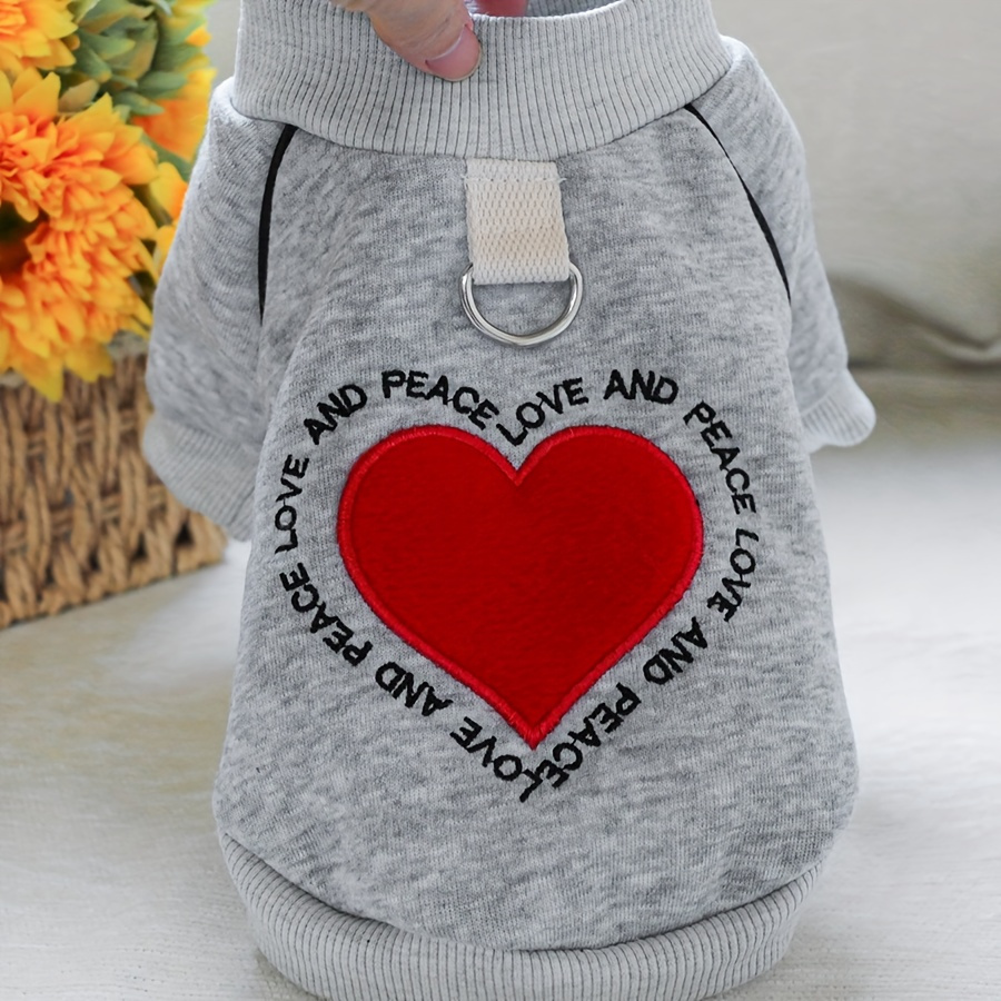 

& Peace Heart-shaped Pet Sweater - Soft Polyester Knit Pullover For Small Dogs, Bichon, Pomeranian, Teddy | Cute