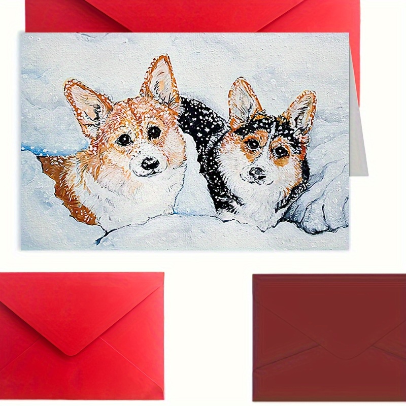 

Corgi Christmas Card - , Featuring 2 Dogs In Snow