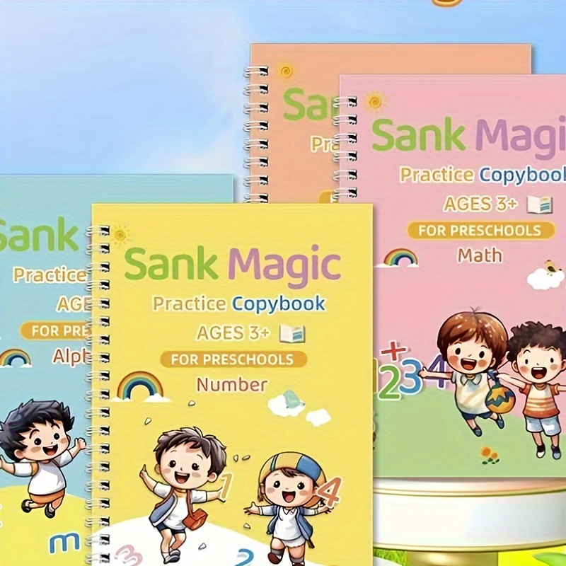 

Magic Handwriting Practice Set For - Reusable Copybook With Comfort , Sight Words Tracing, Includes 4 Books, Pen, Refills & Grip