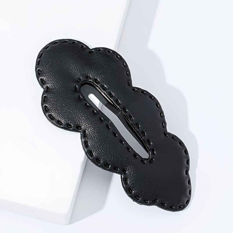 PU Leather Cloud Hair Clip Women's Solid Cartoon Hair Clip