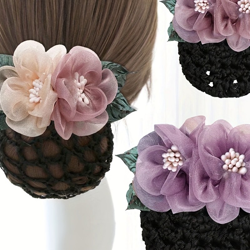 

1pc Elegant Flower Decorative Hair Net Stylish Hair Clip Trendy Hair Accessories For Women And Girls