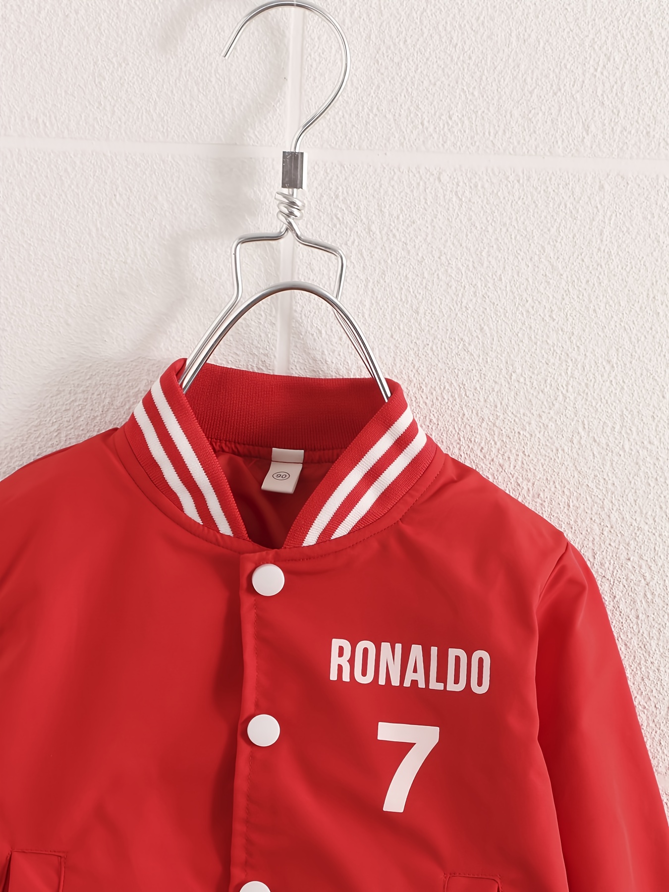 Boys Letter Number Print Striped Trim Baseball Jacket, Buy More, Save More