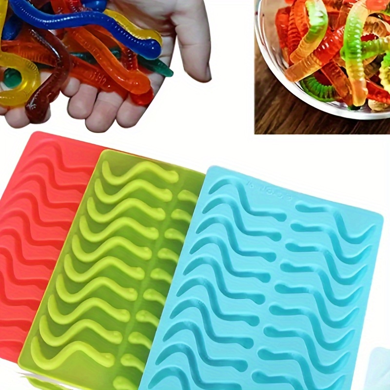 

1pc Restaurant 20-cavity Silicone Gummy Worm Mold - Perfect For Chocolate, Sugar Candy, Jelly, Ice Tubes, And Cake Decorating - Easy To Use And Clean
