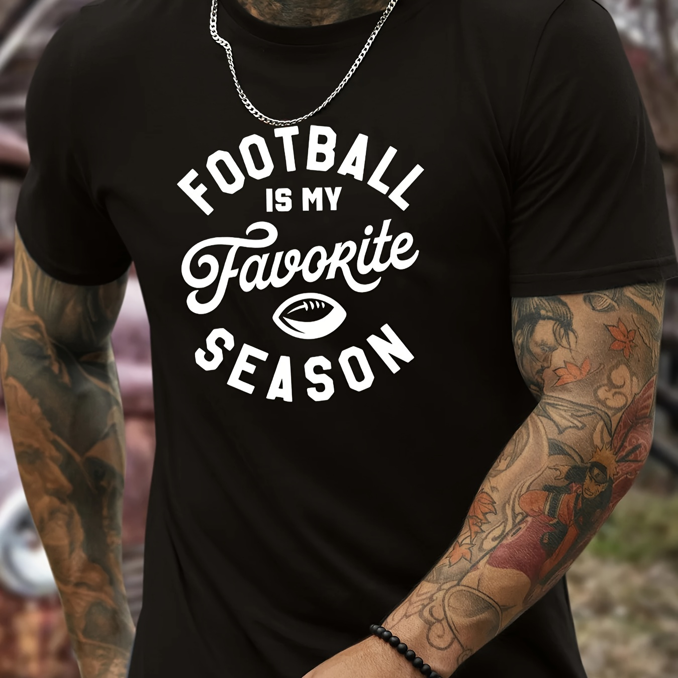 

Football Is My Favorite Season Print Tee Shirt, Tees For Men, Casual Short Sleeve T-shirt For Summer