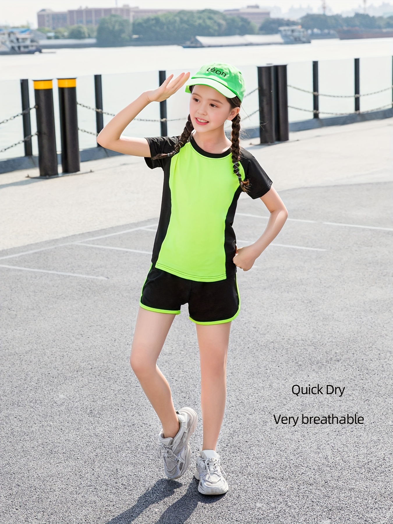 Girls Activewear Quick drying Raglan Sports Tee Track Shorts - Temu