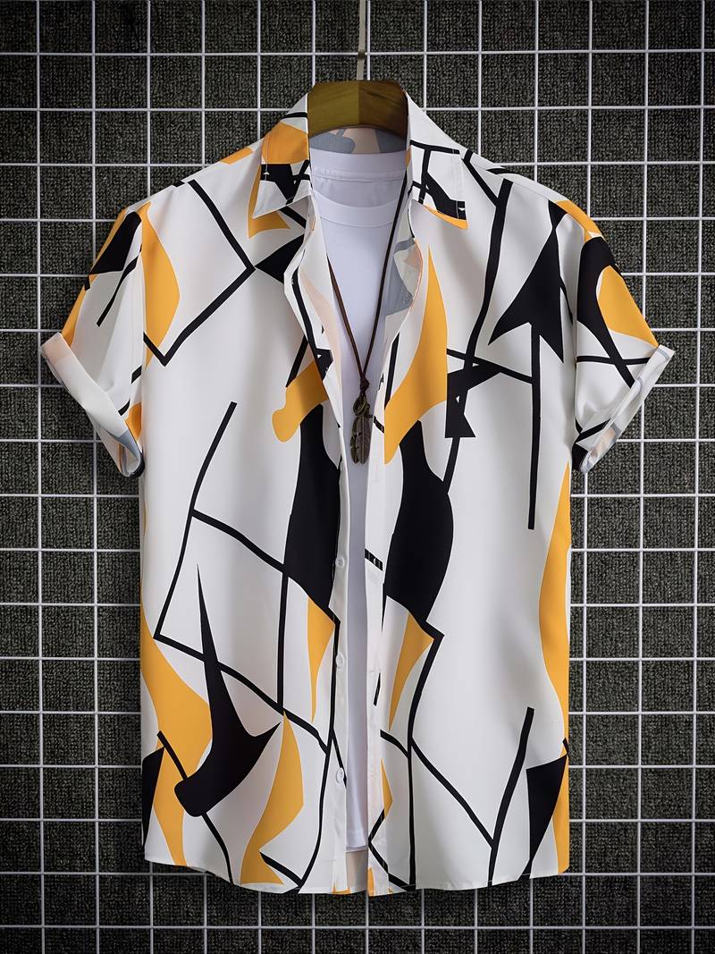 Mens Digital Printed Resort Lapel Short Sleeve Shirt | 24/7 Customer ...