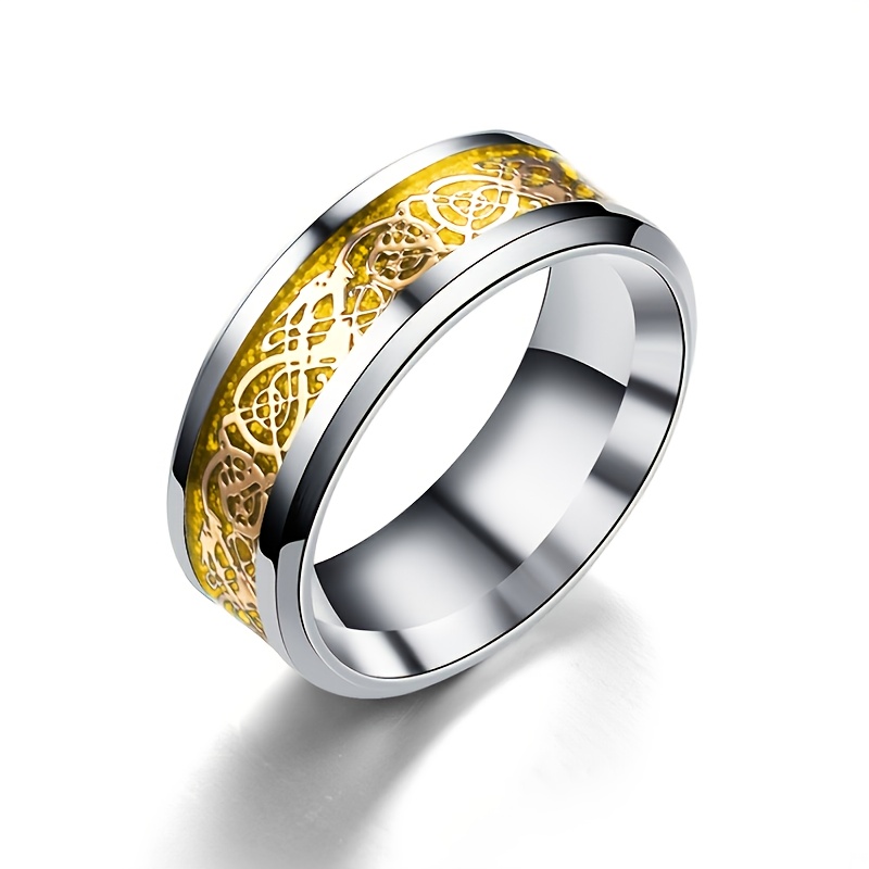 Men's Stylish Dragon Pattern Stainless Steel Ring