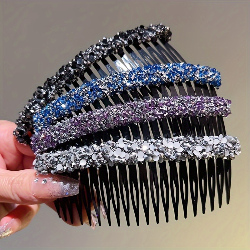 

1pc Bling-bling Rhinestone Hair Clip Hair Comb Hair Side Comb Elegant Hair Decoration For Women