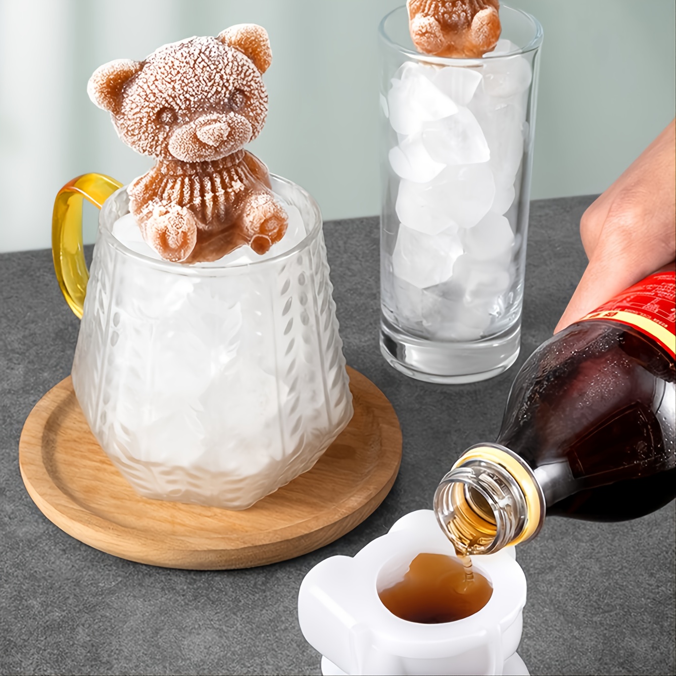 Stampo per cubetti di ghiaccio con orso da 1 pezzo, contenitore per  ghiaccio per palline di ghiaccio per whisky, stampo da forno in silicone