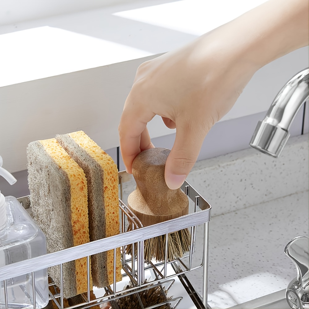 1pc Stainless Steel Sink Storage Shelf Table Top Spong Mop Rag Dishcloth  Sink Draining Bathroom Storage Rack