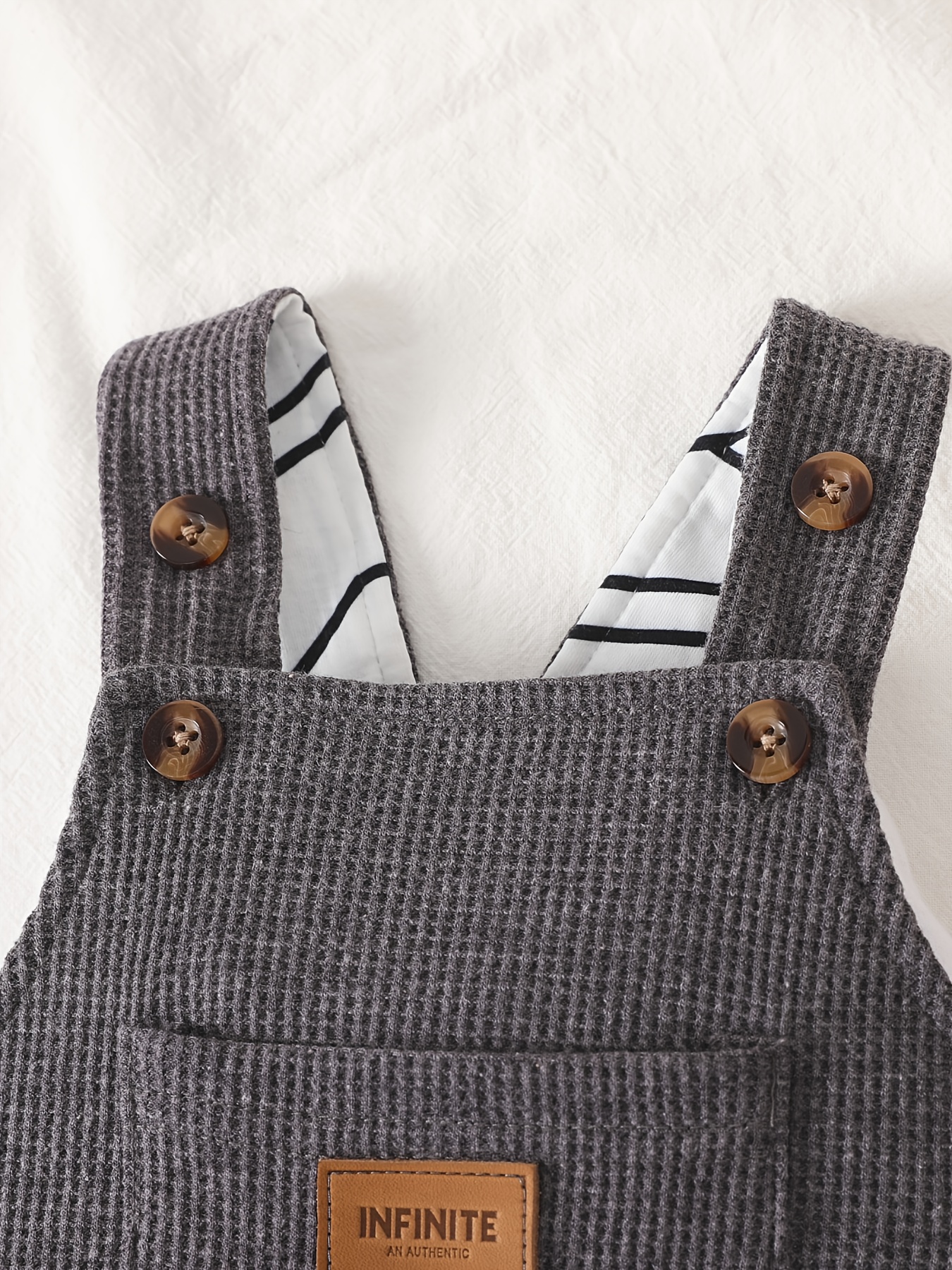 Baby Boy Waffle Letter Patched Overalls