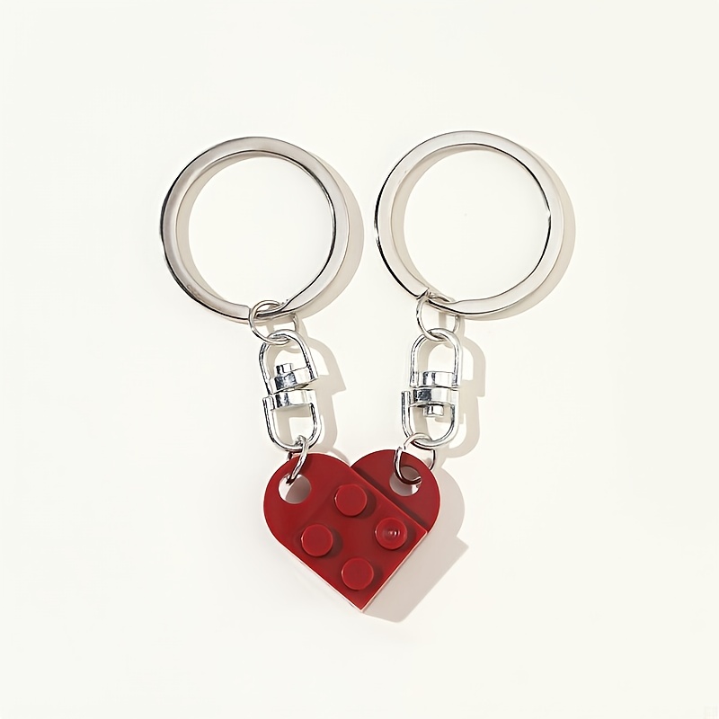 Brick Heart Keychain Set Couples Heart Keychain Set - Temu