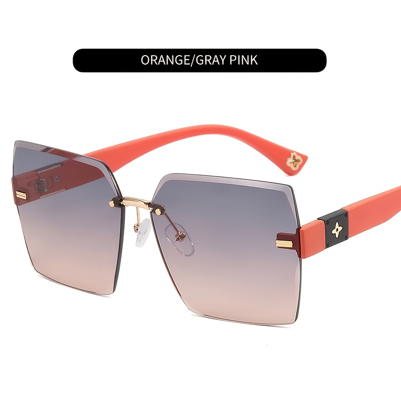 Multicolor Large Frame Women's Sunglasses Frameless Sunscreen With Case