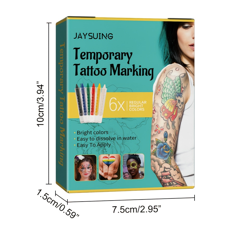 6-PCS Temporary Tattoo Markers for Skin Washable Markers-Removable