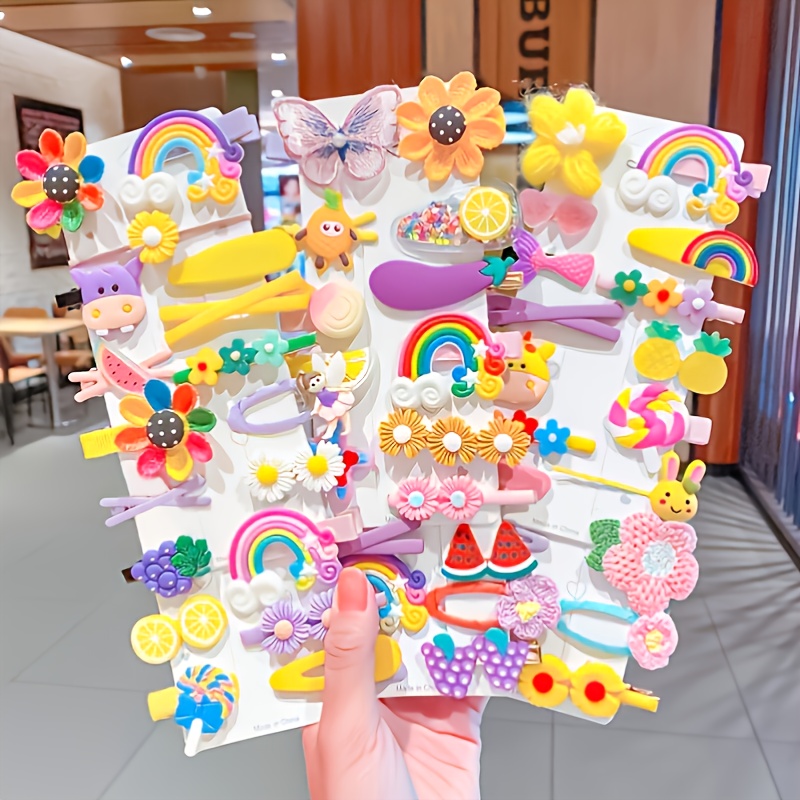 Wholesale 14 PCS/Set Colorful Flower Kids Hair Accessories Rainbow