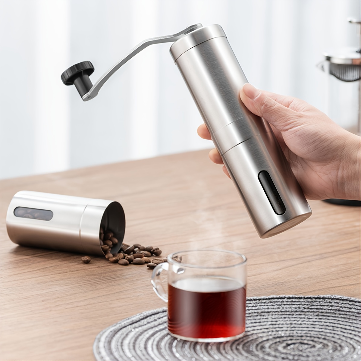 Stainless Steel Hand Crank Coffee Grinder With Five star - Temu