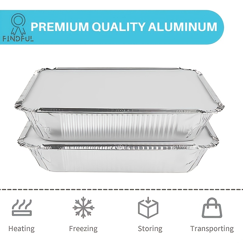 50 Pcs Rectangle Aluminum Foil Containers with Lids Disposable Cookie Tins  Food Storage Pan Take Out Pans for Christmas Birthday Gift Giving Reheating  Roasting Camping 