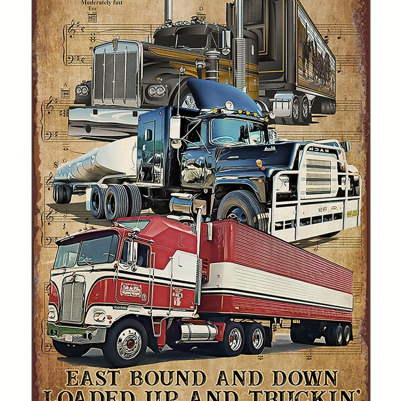 

East Bound And Down, Gift For Trucker, Truck Lover Vintage Tin Sign Funny Wall Art Interior Decoration Metal Poster For Home Bar Cafe Garage Home Kitchen Gym Fitness Club Wall Poster Sign