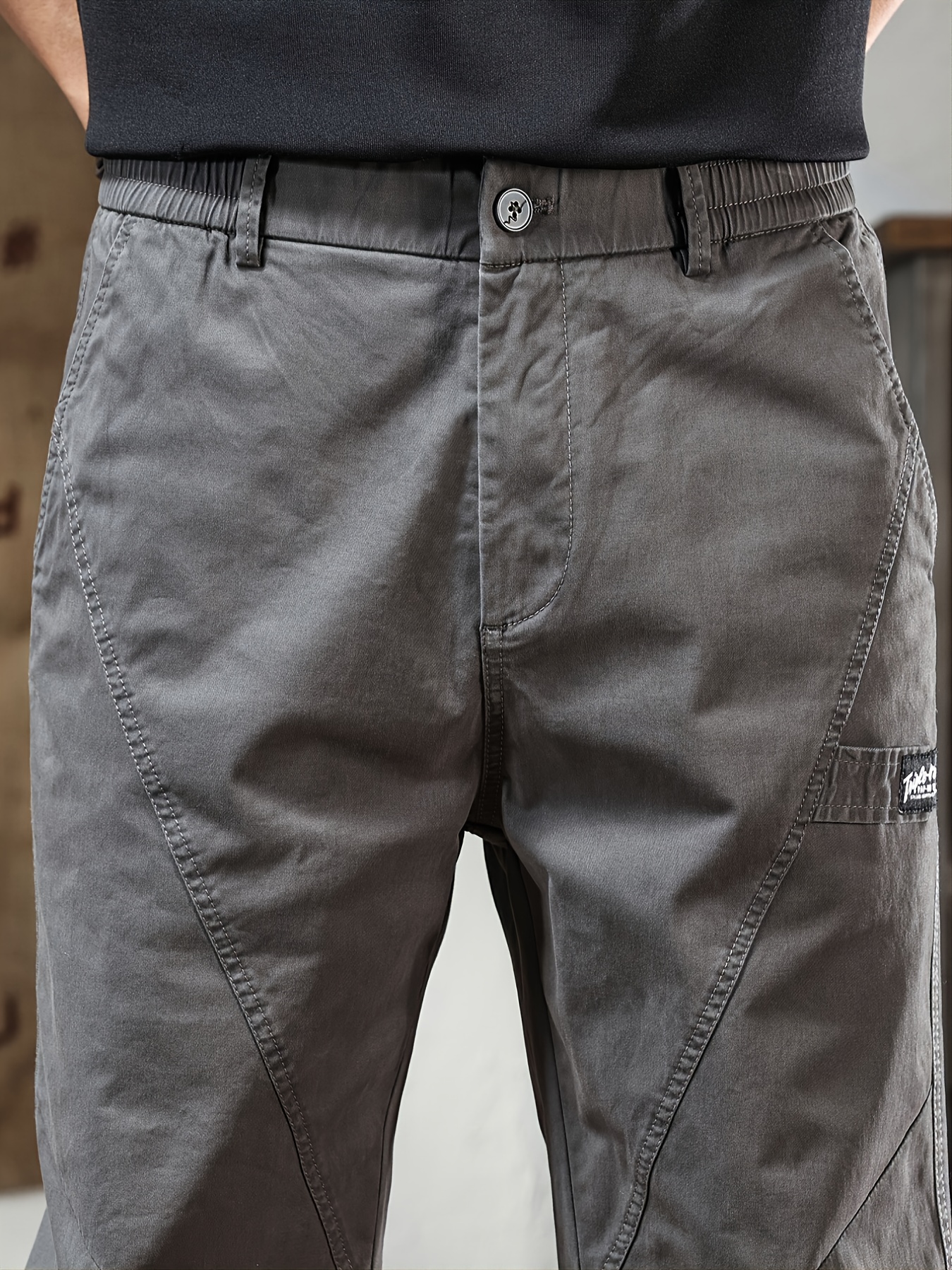 Men's Dark Grey Casual Side Pocket Cropped Cargo Leggings - Temu Canada