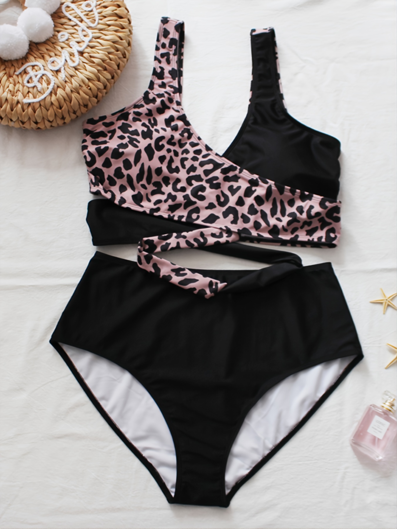 Plus Size Leopard Print Colorblock Swimsuit - Temu