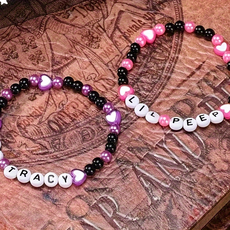 

2pc, Y2k Inspired Beaded Friendship Bracelets Set With Heart Detail, Cute Playful Style, Distance Bracelets For Couples, Men And Women Accessory