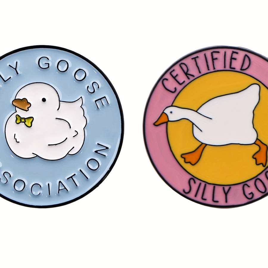 

Silly Goose Enamel Pin Set - 2pcs, Zinc Alloy Brooches For Clothing & Backpacks, Perfect Accessory For Casual Attire