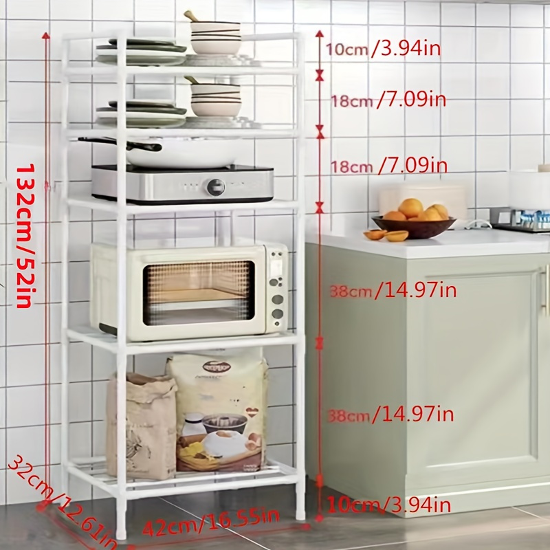 1pc Kitchen Rack Small Cart, Floor Multi-Layer Household Storage Rack  Toilet Rack Microwave Oven Rack Flower Rack (PP+Toasted Paint Carbon Steel  Tube)