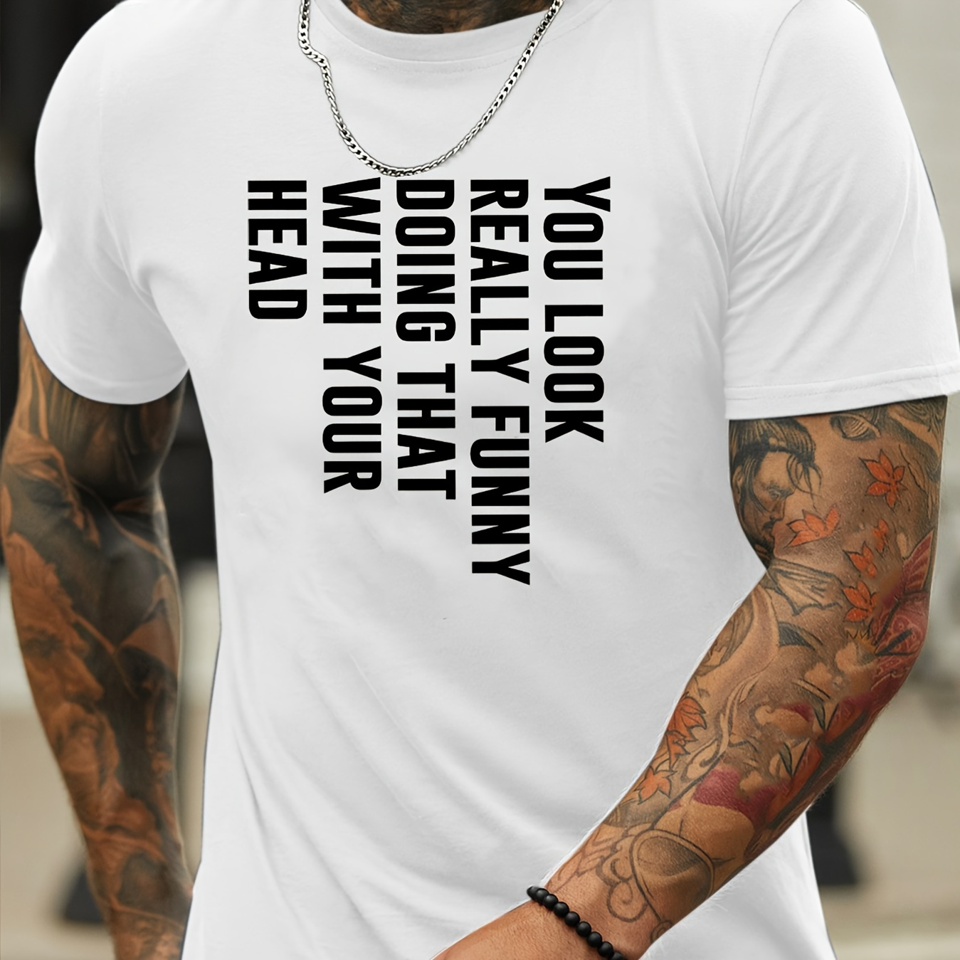 

Men's Casual Novelty T-shirt, " You Look Really Funny" Creative Print Short Sleeve Summer Top, Comfort Fit, Stylish Crew Neck Tee For Daily Wear