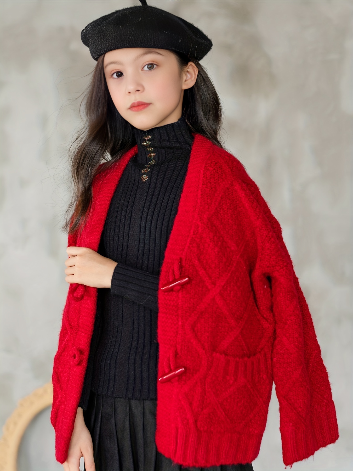 Girls Warm Shawl Cardigan for Fall/Winter Party