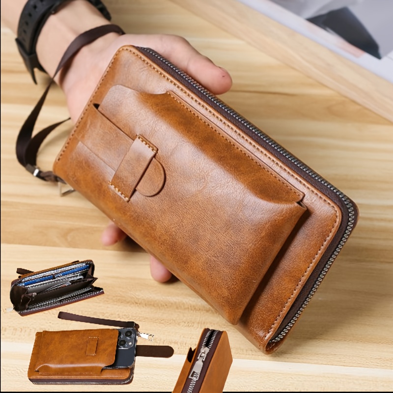 Men's Long Wallet Bifold Leather Zip Coin Multi Card Holder Purse Clutch  Handbag