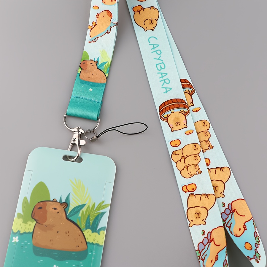 

1 Set Capybara Key Chain Badge Holder Id Credit Card Pass Hang Rope Lanyard Fashion Jewelry