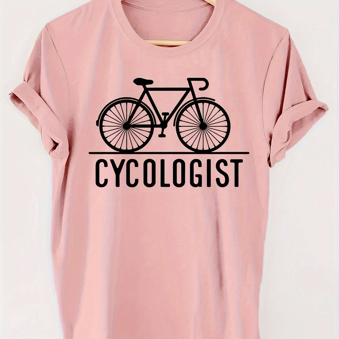

Cycologist Letter Print T-shirt, Short Sleeve Crew Neck Casual Top For Summer & Spring, Women's Clothing