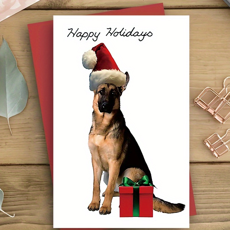 

Set Of 5 German Shepherd Christmas Cards With Box, Holiday Greeting Cards For Anyone, Festive Canine Design For Seasonal Wishes