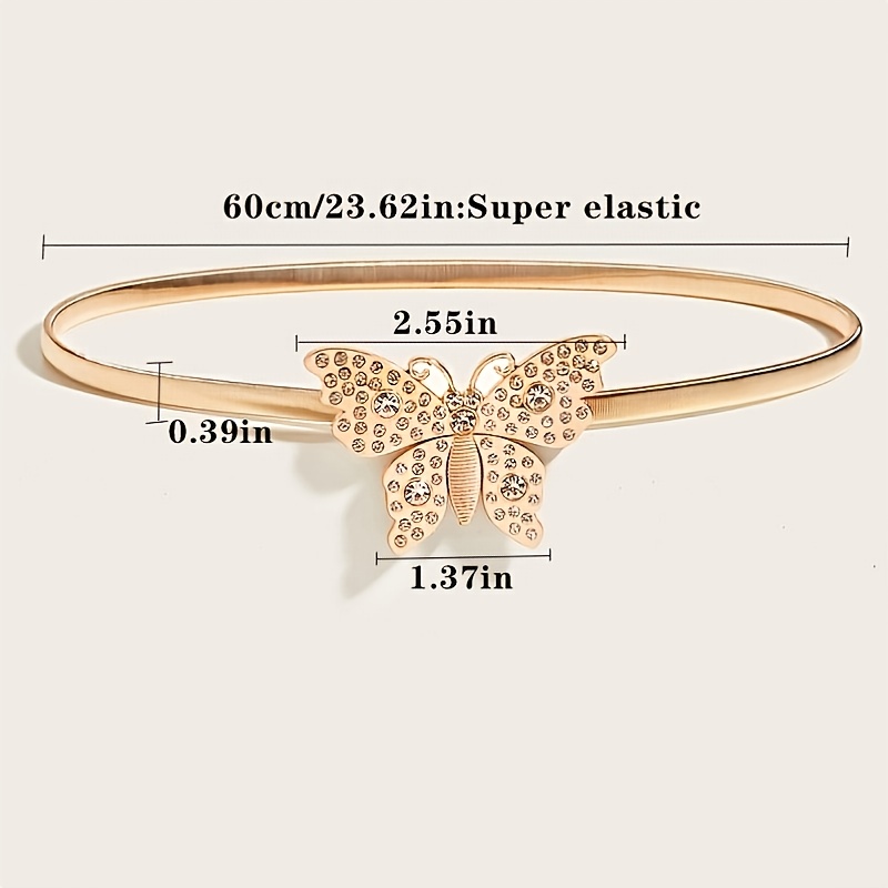 Jasgood Women Skinny Metal Waist Belt Gold Waistband Elastic Metal Chain Waist Belt for Dress H Golden 4pcs 74cm(29Inch)