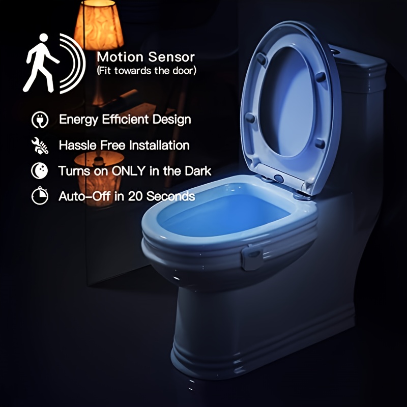 Lumière de nuit LED à 8 couleurs pour siège de toilette intelligent -  système de détection automatique