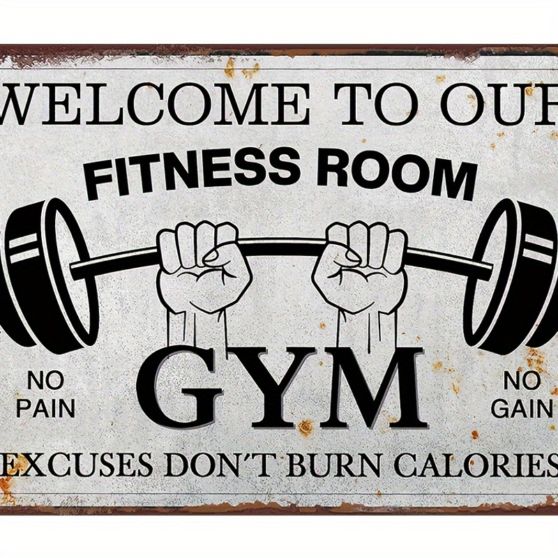 Welcome Fitness Room Metal Tin Sign Home Gym Sign Room Sign - Temu