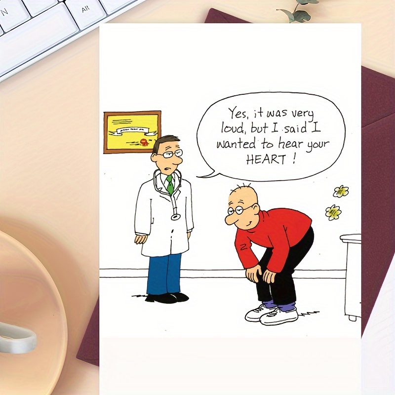 

1pc Of Greeting Card Depicts A Doctor Standing In Front Of A Patient, Who Bends Down As If Listening To Their Heartbeat. Suitable For Giving To Family And Friends