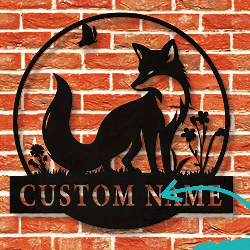 

Custom Fox Metal Wall Art With Personalized Name - Home Decor Sign For Fox Lovers, Metal Construction, Wall Hanging