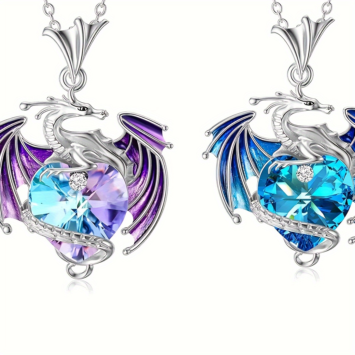 

2pcs Fashion Pendant Necklaces, Alloy With Blue & Purple Birthday Stones, No Plating, For Couples & , Halloween Christmas Party Anniversary Gift Jewelry