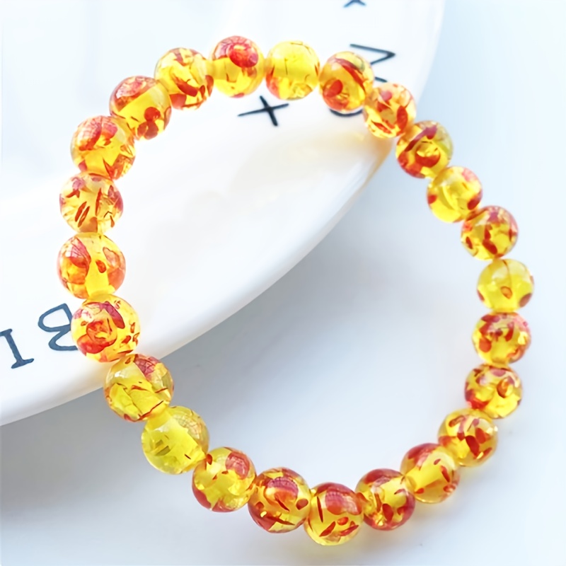 Men's Amber Crystal Beaded Bracelet