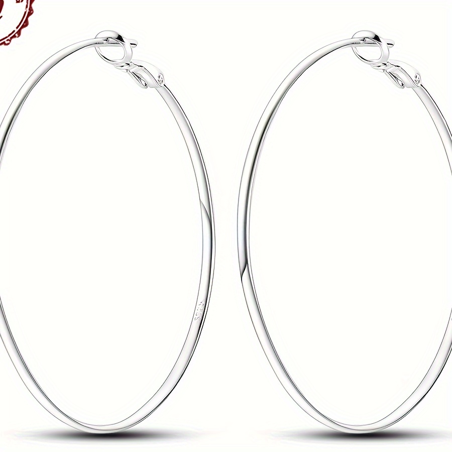 

1 Pair S925 Sterling Silver Large Earrings Geometric Lines Simple Earrings Jewelry Accessories Jewelry Birthday Gift