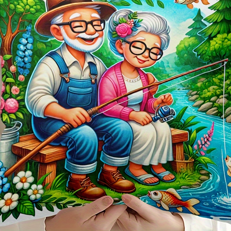 

Elderly Couple Fishing Time Decorative Pillow Cover - Soft Polyester, Zippered, Machine Washable - Bed, Sofa & Chair - Double-sided Print, Allergy- & Holiday Decor (pillow Not Included)