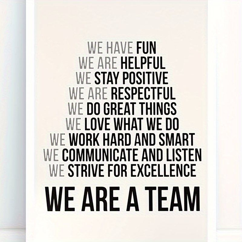 

we Are A Team" Motivational Poster, Ink Art Deco Style Print, Frameless Portrait Orientation, Office & Home Decor Wall Art, Inspirational Teamwork Quote, 1pc