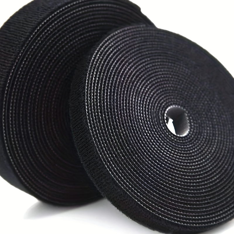 

2 Rolls Black Polyamide Double-sided Interlocking Tape 0.59in X 196.85in - Hook And Loop Strap For Cable Management And Organization - Cut-to-length Utility Accessory