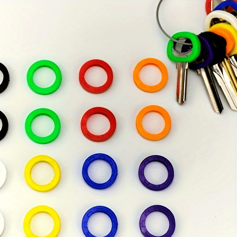 

10pcs Colorful Silicone Key Covers With Rings - Pvc, Fashionable Identification For